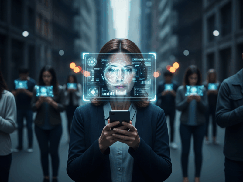 people looking at their phones chatting with AI
